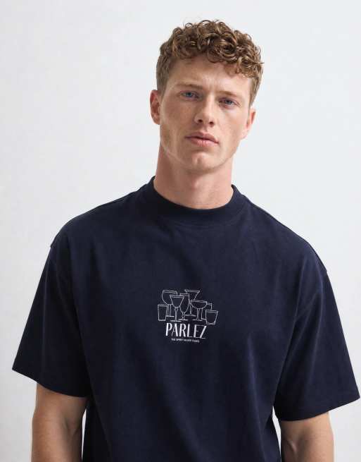 Parlez T-Shirt mit Grafik-Print auf der Brust in Schwarz, 7 von 10