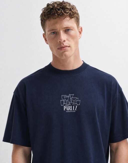 Parlez T-Shirt mit Grafik-Print auf der Brust in Schwarz, 9 von 10