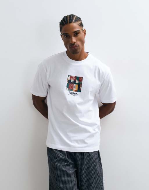 Parlez T-Shirt mit Grafik-Print auf der Brust in Weiß, 4 von 5