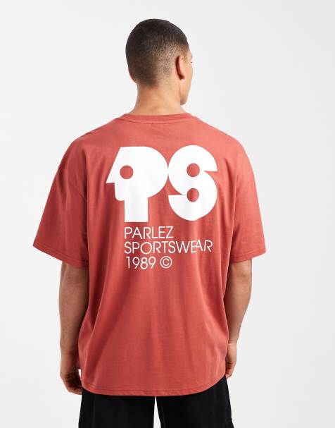 Parlez – T-shirt oversize w rdzawoczerwonym kolorze z grafiką z logo na plecach - view 1
