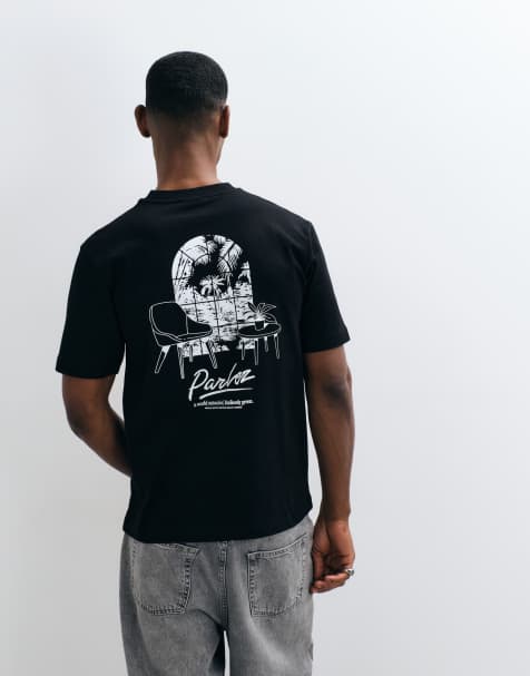 Parlez t-shirt with graphic back print in black - view 1