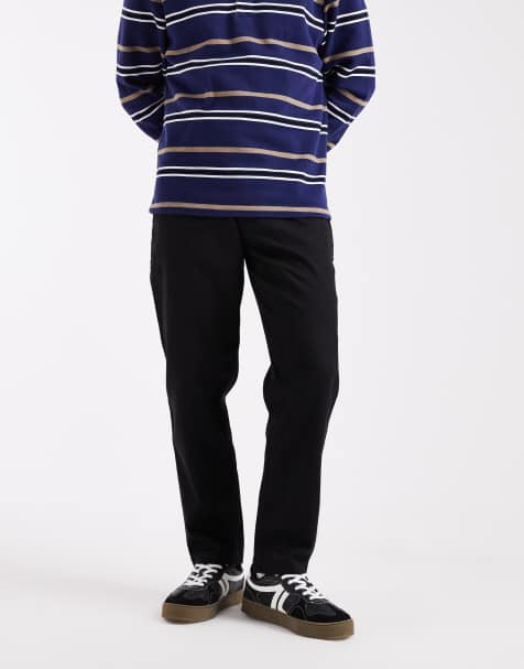 Parlez tapered fit pants with elastic drawstring waist in black - view 1