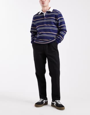 Parlez Tapered Fit Pants With Elastic Drawstring Waist In Black