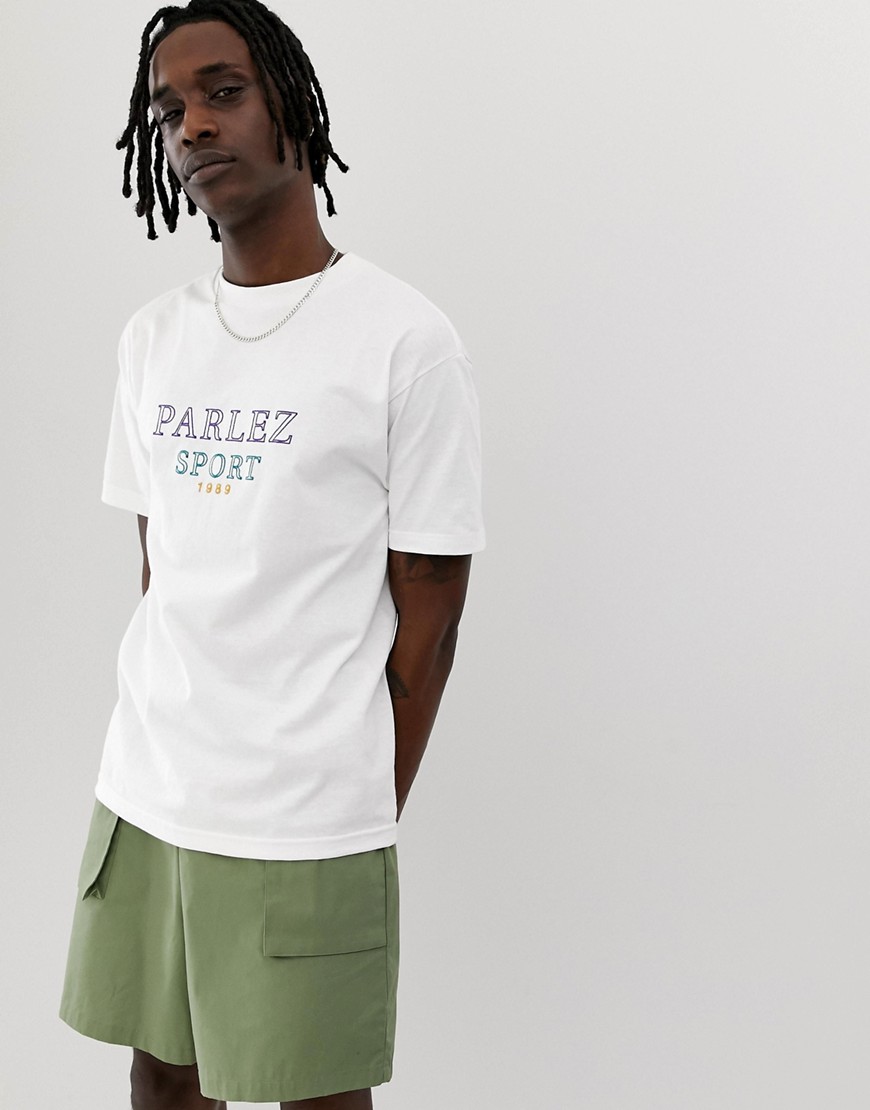 Parlez – Trace – Vit t-shirt med broderad logga på bröstet