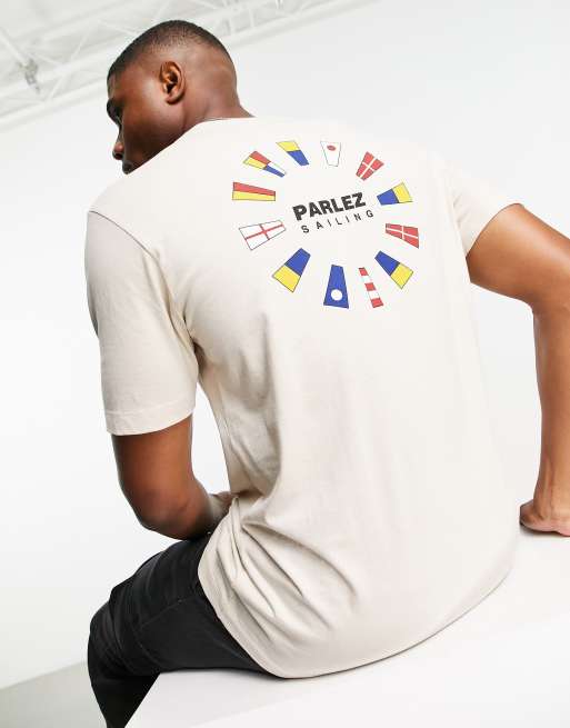 Parlez Tradewinds back print t-shirt in beige