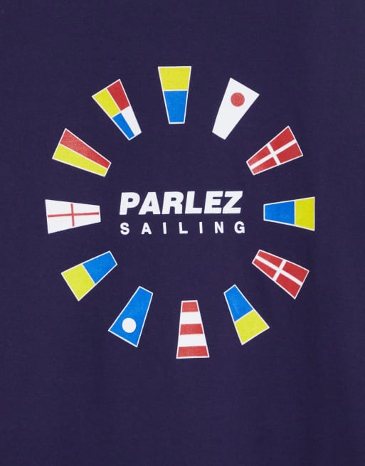 Parlez – Tradewinds – Marinblå t-shirt med tryck baktill, 4 av 4