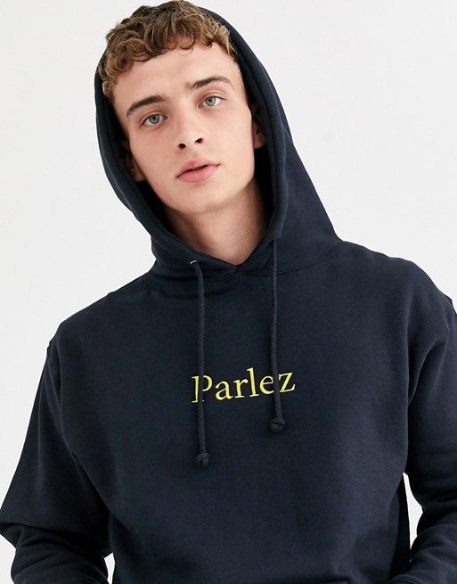 Parlez Trim embroidered hoodie in navy