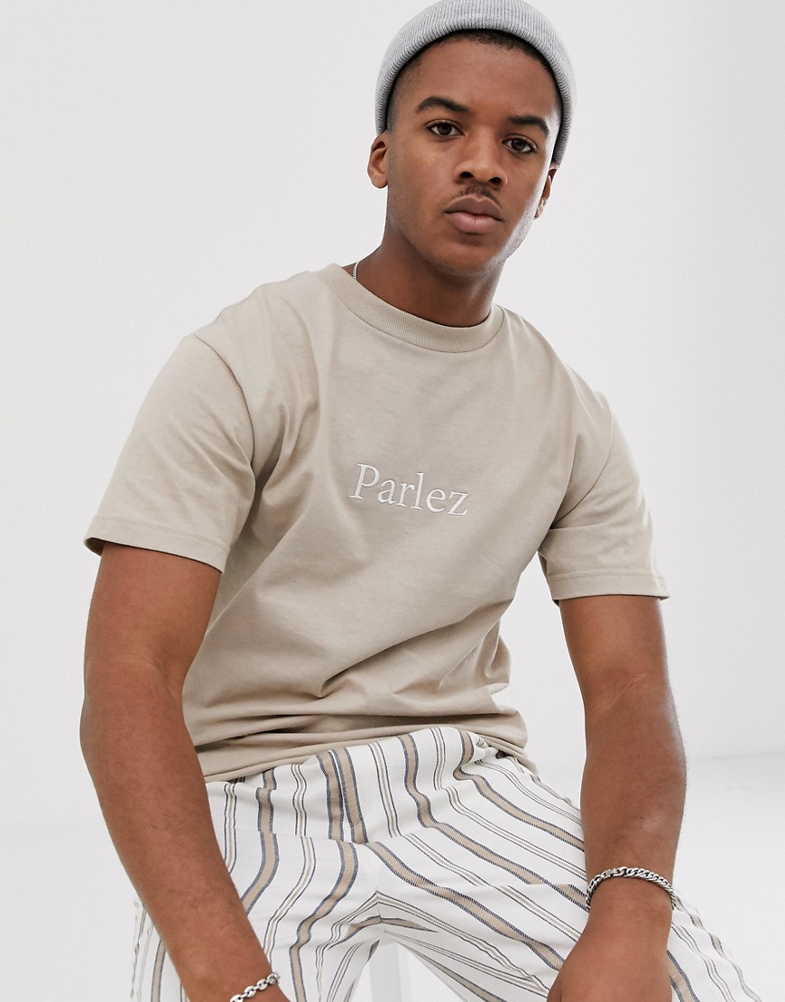 Parlez Trim embroidered t-shirt in tan