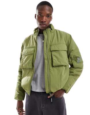 Parlez Parlez utility bomber jacket in khaki-Green