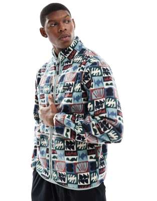 Vassar zip through printed fleece in multi