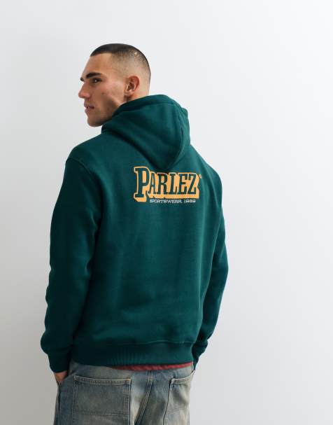 Parlez verkin hoodie met grafisch logo op de achterkant in donkergroen - view 1