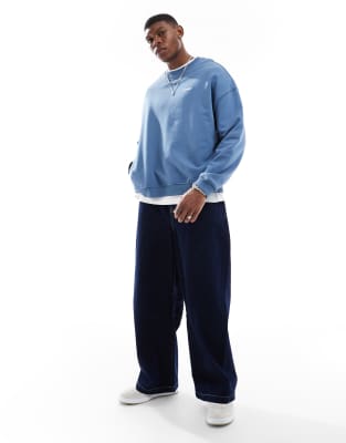 Shop Parlez Vernon Crew Neck Logo Sweatshirt In Blue