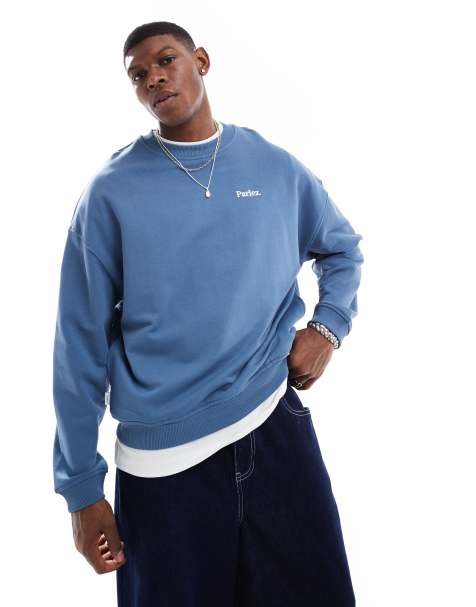 Parlez – Vernon – Sweatshirt in Blau mit Rundhalsausschnitt und Logo - view 1