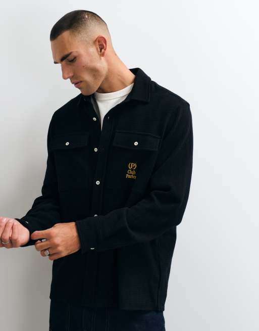 Parlez waffle printed shirt in black, 2 of 5