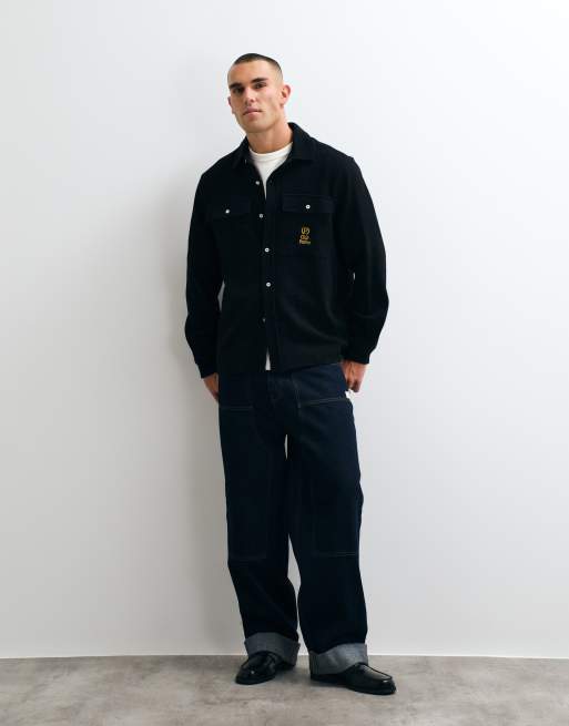 Parlez waffle printed shirt in black, 3 of 5