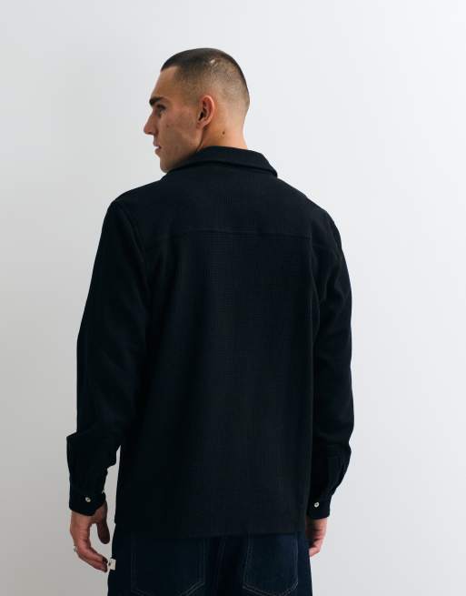 Parlez waffle printed shirt in black, 5 of 5
