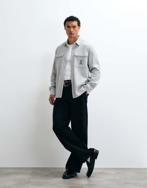 Parlez waffle printed shirt in grey , 2 of 5