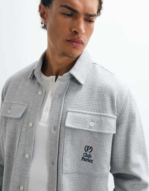 Parlez waffle printed shirt in grey , 3 of 5