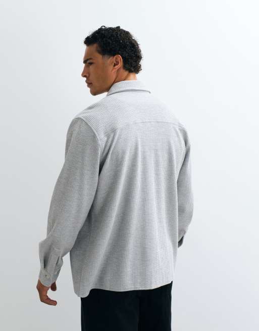 Parlez waffle printed shirt in grey , 4 of 5