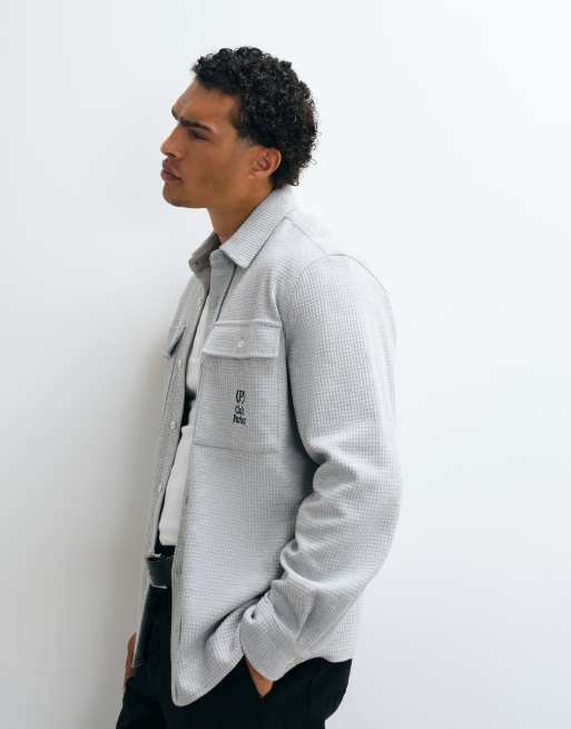 Parlez waffle printed shirt in grey , 5 of 5