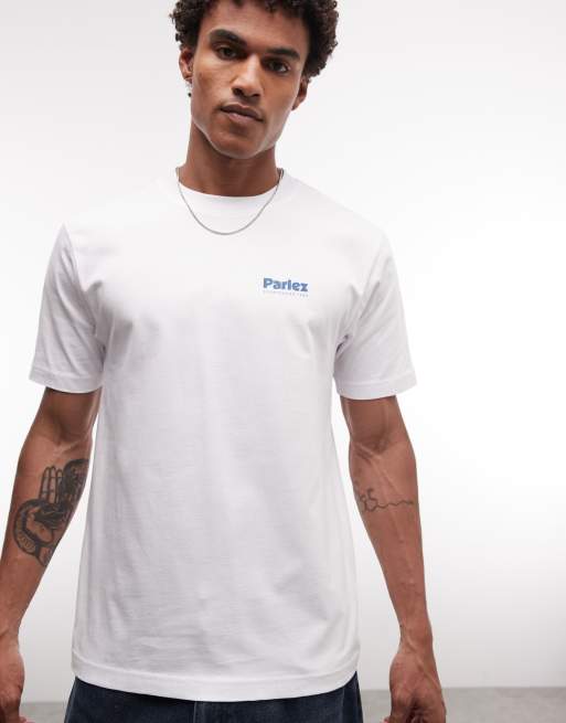 Parlez - Willford - T-shirt à manches courtes avec motif graphique plage au dos - Blanc, 2 de 5