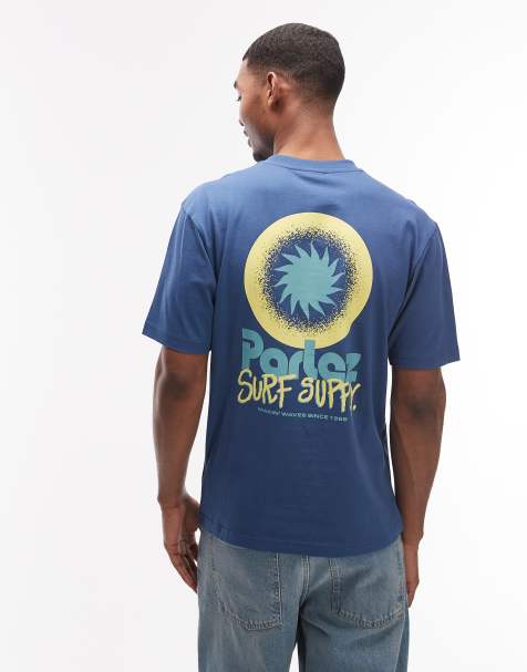 Parlez - Winston - Blå T-shirt med grafisk print på ryggen - view 1