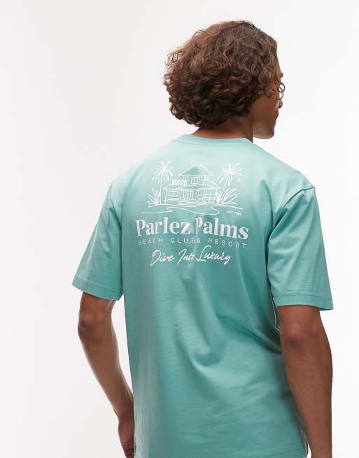 Parlez – Zielony T-shirt z grafiką na plecach, 3 z 4