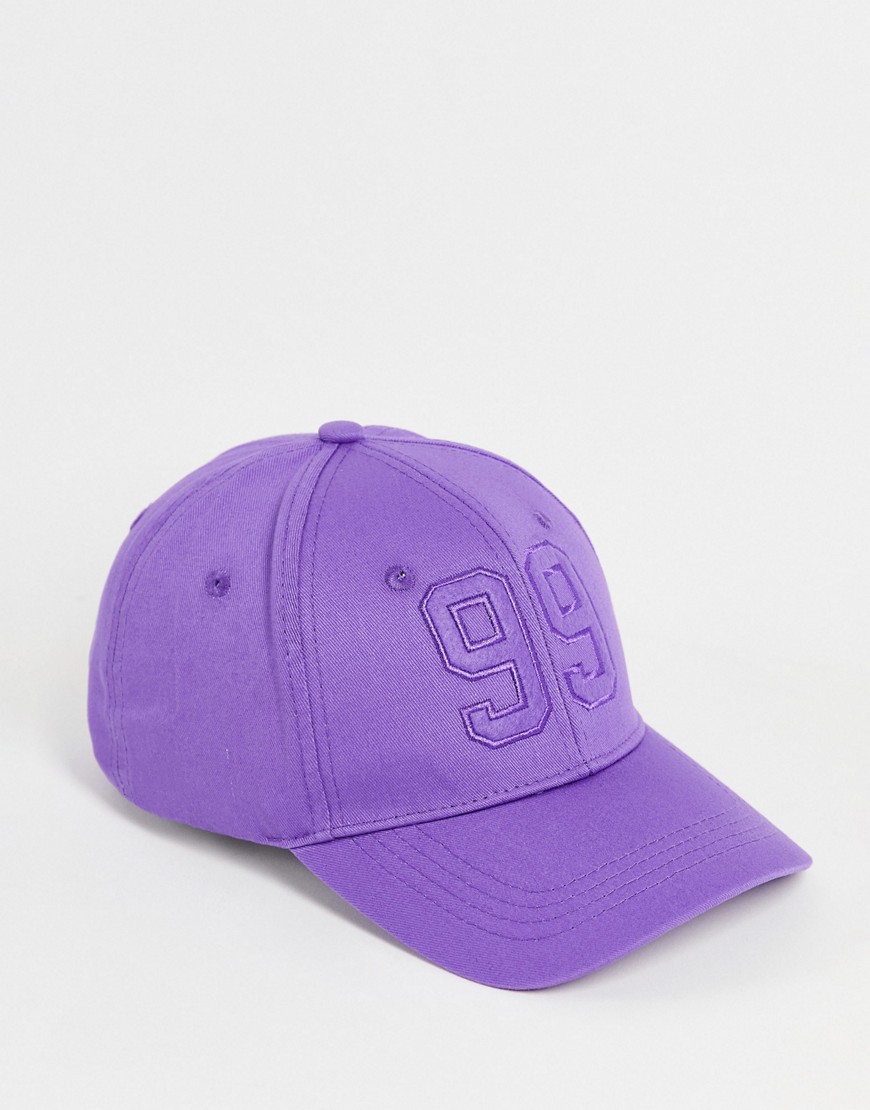 фото Парусиновая бейсболка фиолетового цвета с принтом asos design-фиолетовый цвет