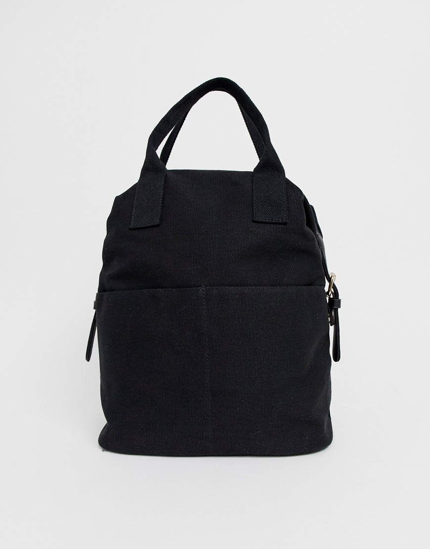 фото Парусиновый рюкзак на молнии с двумя ремешками asos design-черный