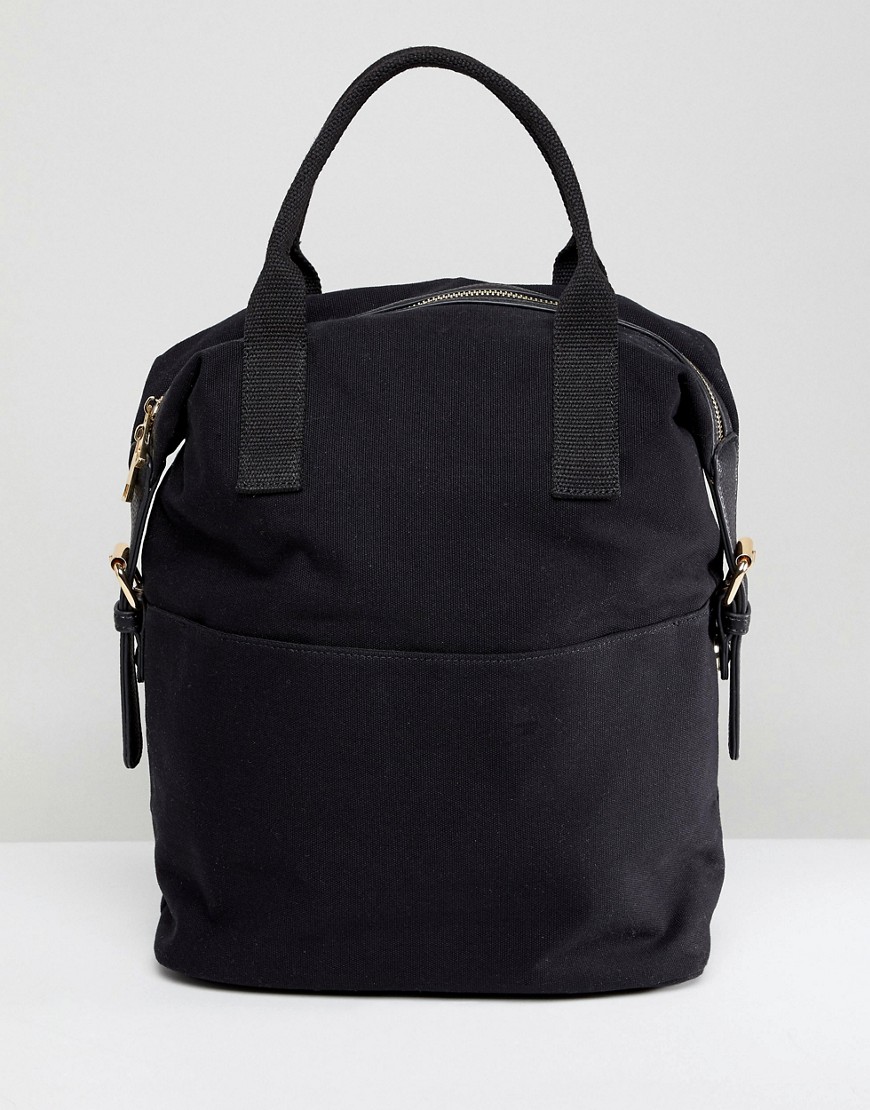 фото Парусиновый рюкзак на молнии с двумя ремешками asos design-черный