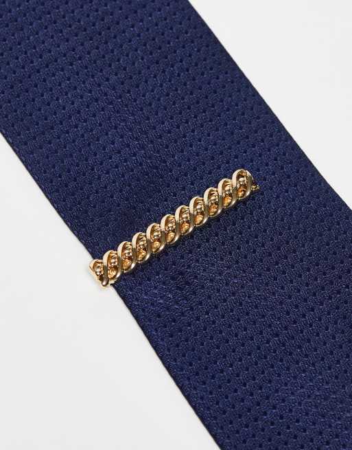 Pasador de corbata dorado con detalle tipo cordón de ASOS DESIGN Wedding