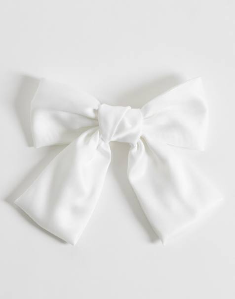 Pasador para el cabello alargado con lazo grande blanco de satén de ASOS DESIGN - view 1