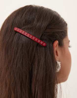 Pasador para el cabello burdeos con detalles florales Evergreen de SUI AVA 