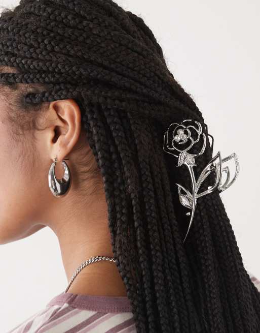 Pasador para el cabello con diseño floral de metal de Reclaimed Vintage