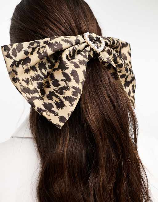 Pasador para el cabello con lazo extragrande con estampado de leopardo de sister jane