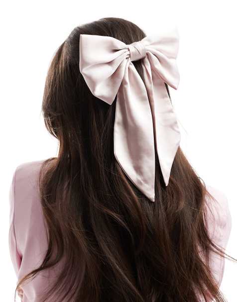 Pasador para el cabello de dama de honor rosa empolvado con lazo de satén de Six Stories - view 1