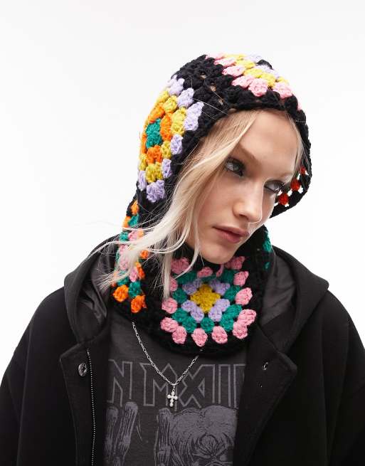 Pasamontañas multicolor de croché de Topshop