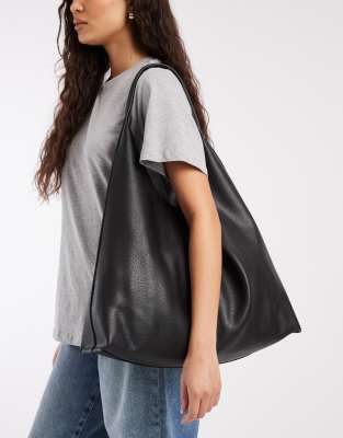 PASQ A-Line soft paneled shoulder bag in black