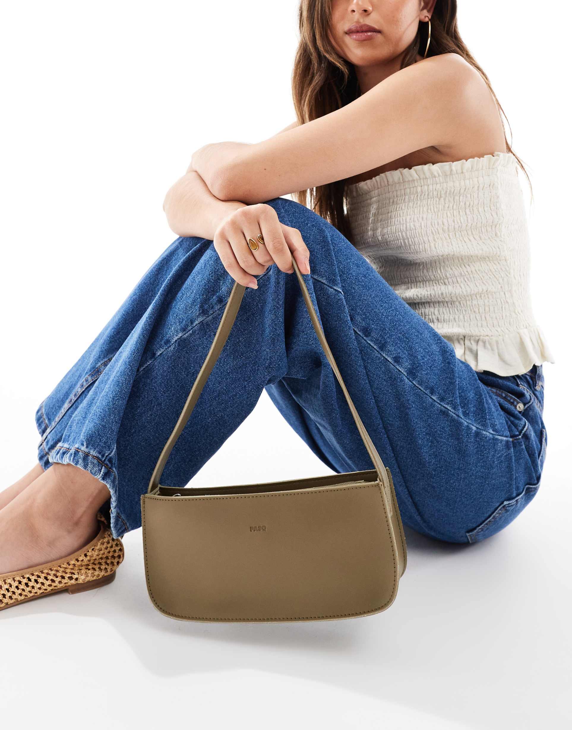 pasq baguette shoulder bag in dark green