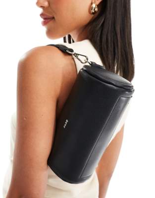 baguette shoulder bag with detachable crossbody strap in black