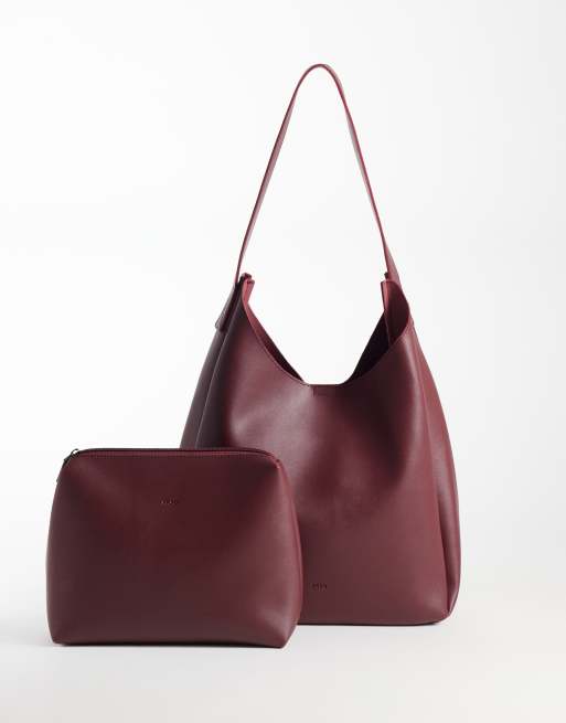 PASQ - bolso de hombro holgado suave en burdeos, 3 de 4
