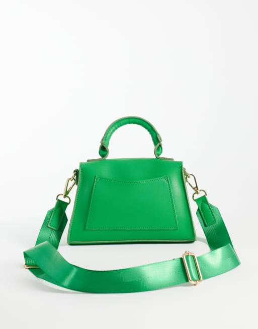 PASQ borsa a mano con patta diagonale e tracolla in verde, 4 di 4