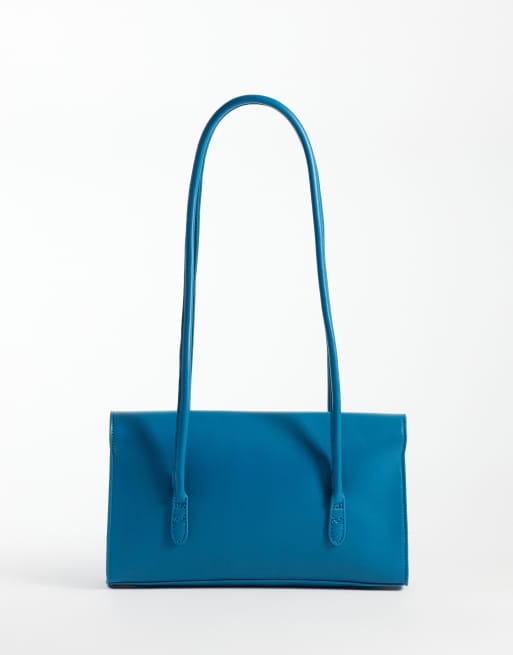 PASQ borsa a spalla con patta in teal, 4 di 4