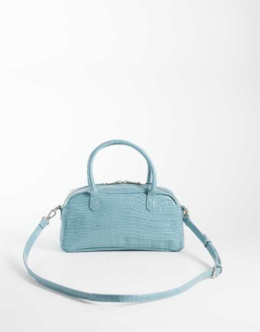 PASQ borsa bowling con tracolla in effetto coccodrillo azzurro chiaro, 4 di 4