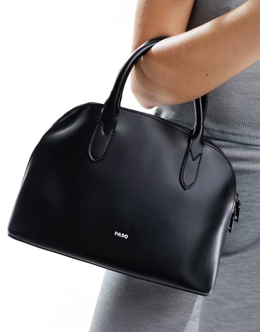 PASQ - Borsa bowling nera con tracolla rimovibile