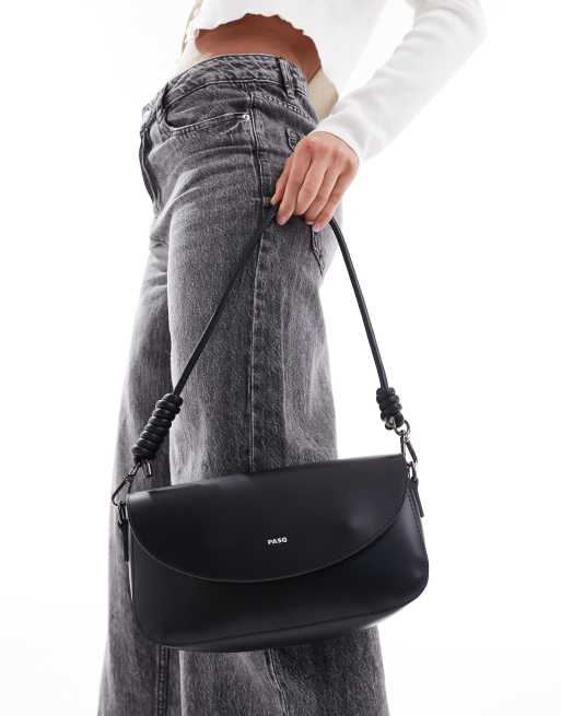 PASQ - Borsa da spalla con dettagli in corda e patta