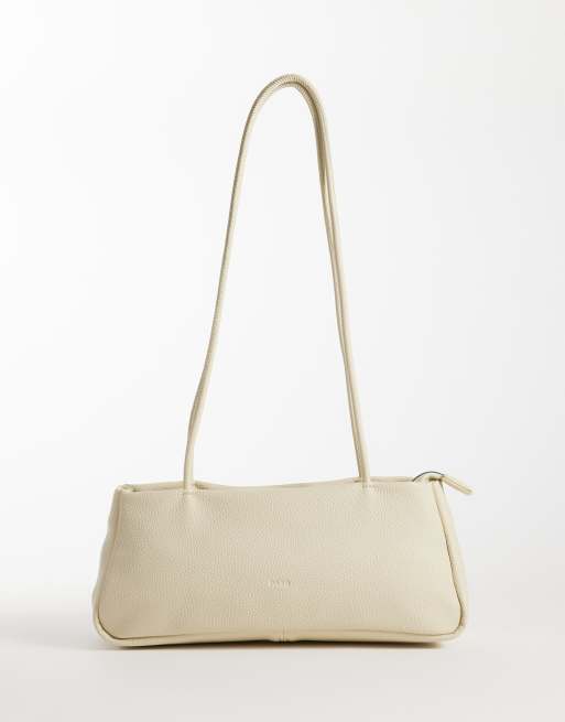 PASQ - Borsa da spalla minimal con tracolla lunga color panna