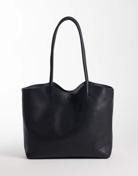 PASQ - Borsa da spalla nera con bordo superiore ondulato - view 1