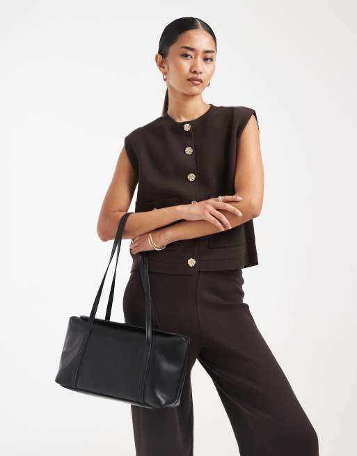 PASQ - Borsa da spalla ripiegabile nera, 2 di 4
