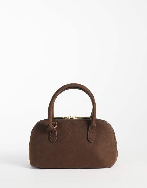 PASQ borsa mini a mano con doppio manico in camoscio color cioccolato - view 1